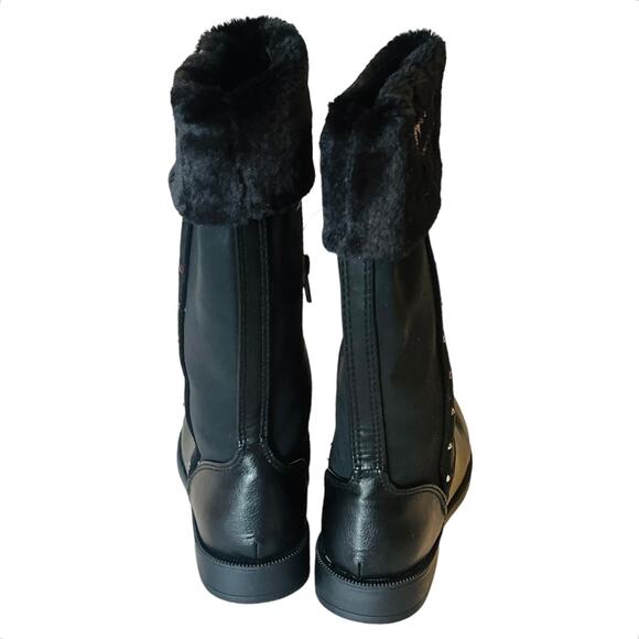 Juicy Couture LOOMIS BOOTS Little Girls 12 Black Vegan Suede Warm Sherpa Fur NEW - Picture 5 of 9